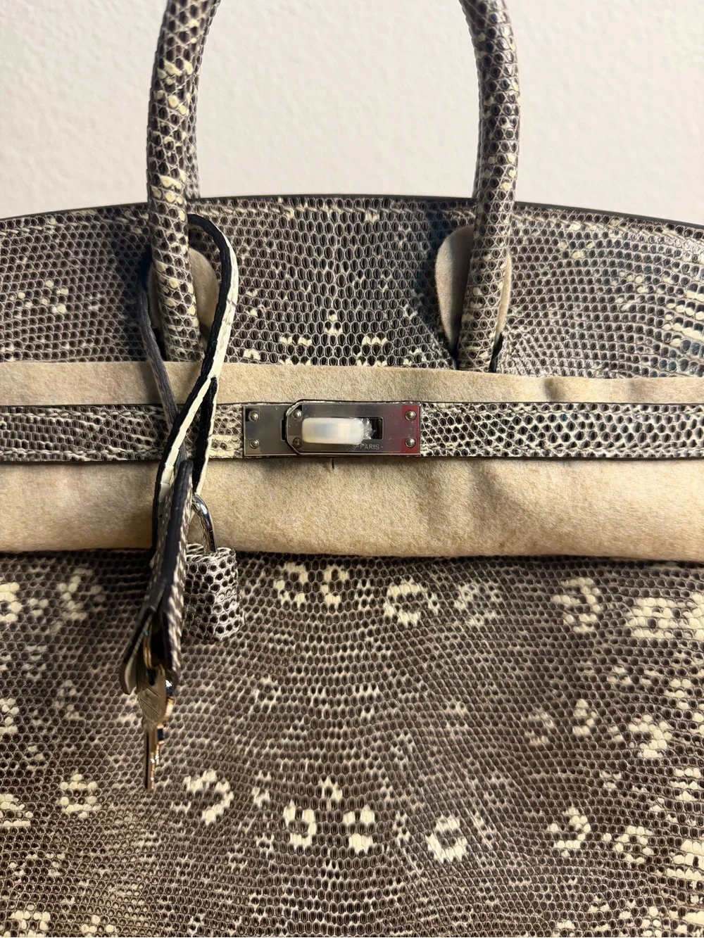 H Ombre genuine Varanus Salvator ring Lizard Birkin 25 Retourne PHW soldout rare - Picture 3 of 9